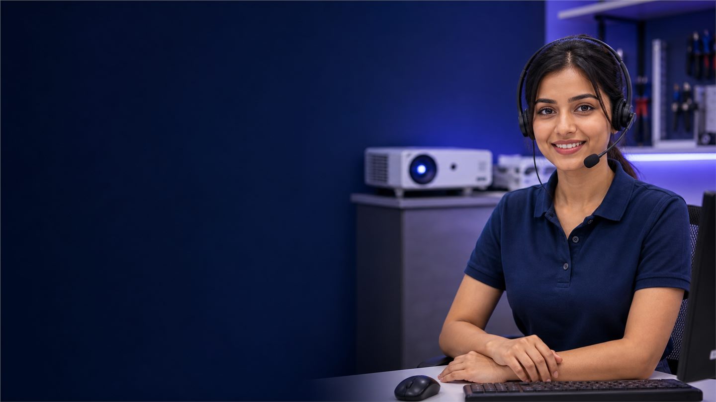 Friendly customer support representative ready to help with projector repair enquiries in Goa