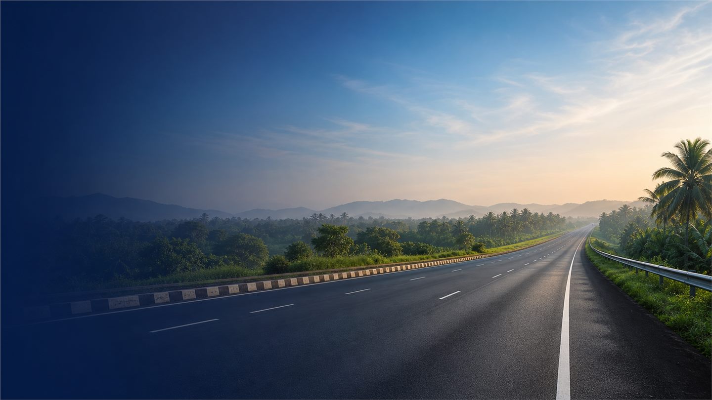 Empty long highway road representing projector repair service coverage across Goa